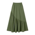 thumbnail image 4 of XuJwPNcy Skirts for Women Casual Elastic Waist Ruffle Maxi Skirt Soft Cotton Linen Summer Skirts with Pockets for Beach, 4 of 7