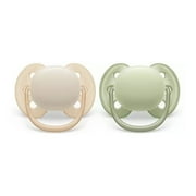 Philips Avent Ultra Soft Pacifier 0-6M, Sand / Pastel Warm Green, 2 Pack SCF091/05