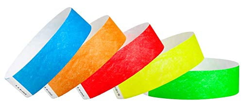 WristCo Neon Red VIP Star 3/4 Tyvek Wristbands 200 Pack Paper Wristbands for Events 