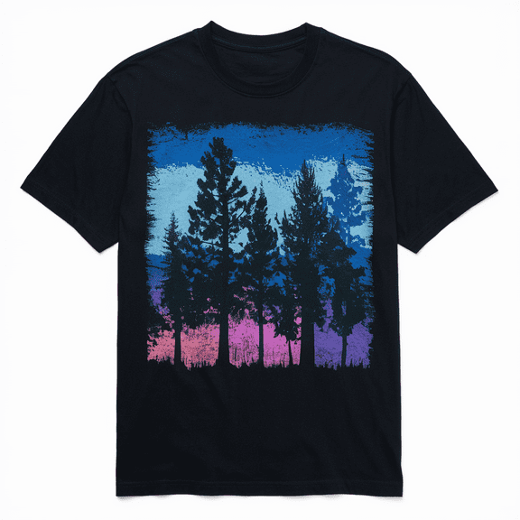 Retro Forest Trees Outdoors Nature Women Men Vintage Graphic T-Shirt