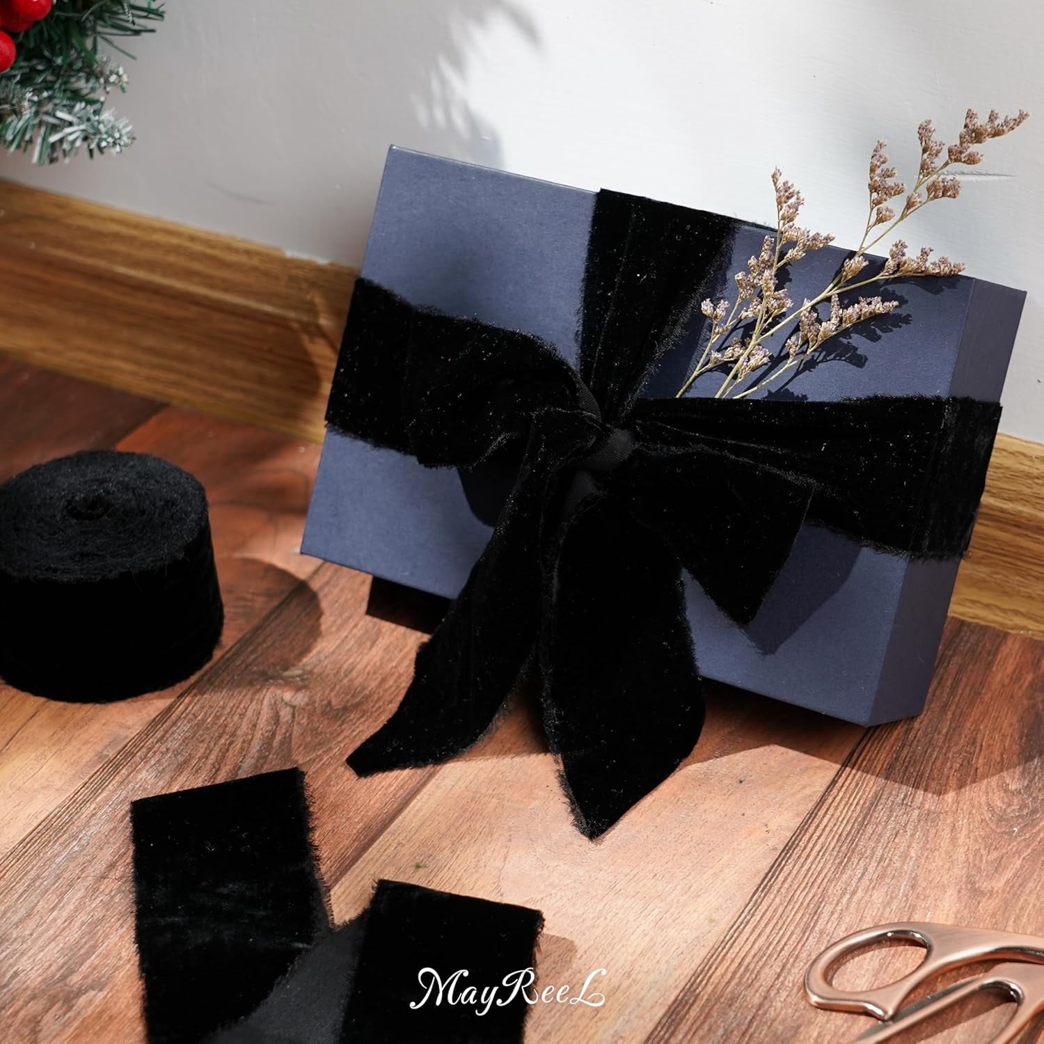 2 Inch Black Velvet Ribbon Hand Torn Ribbon Silk Frayed Edge for Bridal Bouquets Invitations Wedding Vow Books Gift Baskets Hair Bows 3 Yards