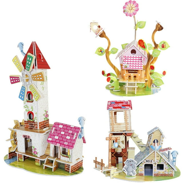 Children 3d Puzzle Toy Delicate Paper Jigsaw Puzzle Educational Diy Building Hut For Sensory Development Developing Brain