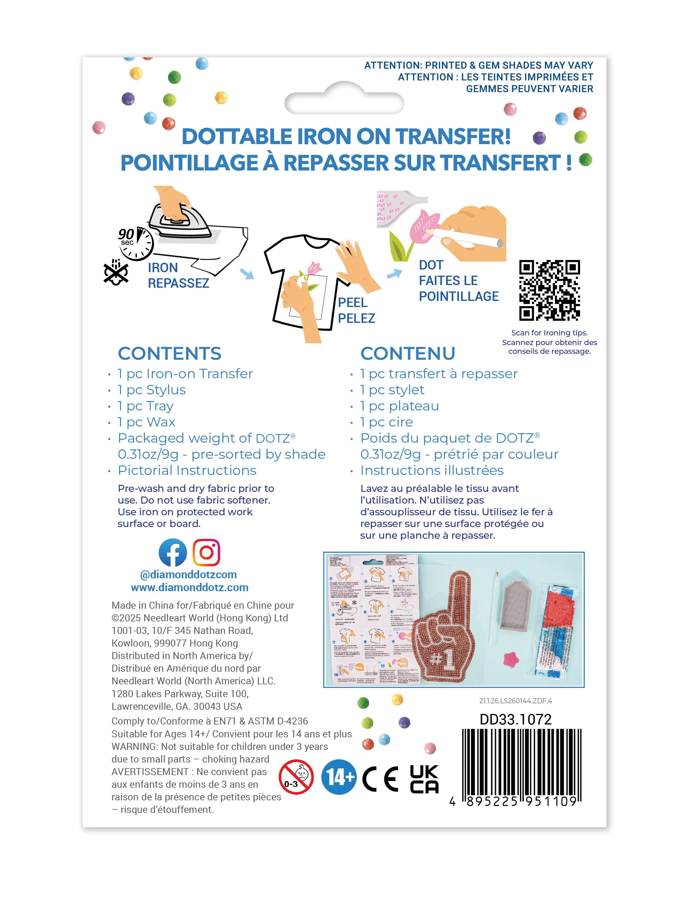 DIAMOND DOTZ® #1 Glove Iron-On 'N' Dot Transfer