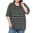 thumbnail image 2 of Maternity Striped Stretch Short Sleeve Top Loose Women's Short Sleeve T-Shirt Big Size Women's Maternity Short Sleeve Black XXXXXXXXL, 2 of 7