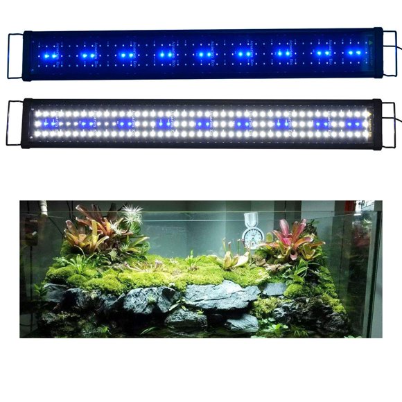 KZKR Aquarium Hood Lighting Fish Tank Light 36 inch - 46 inch for Freshwater and Saltwater Blue and White Light 90cm - 115cm