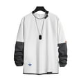 thumbnail image 5 of comerut Men Spring T-shirt Fake Two-piece Round Neck Long Sleeves Loose Pullover Keep Warm Contrast Color Friendly to Skin Men Top Men Clothes, 5 of 8