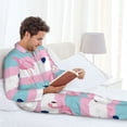 thumbnail image 6 of Naloa Flamingo1 Men’s Pajamas Set - Long Sleeve Button Down Sleep Shirt and Pajama Bottoms Sleepwear Set-Small, 6 of 7