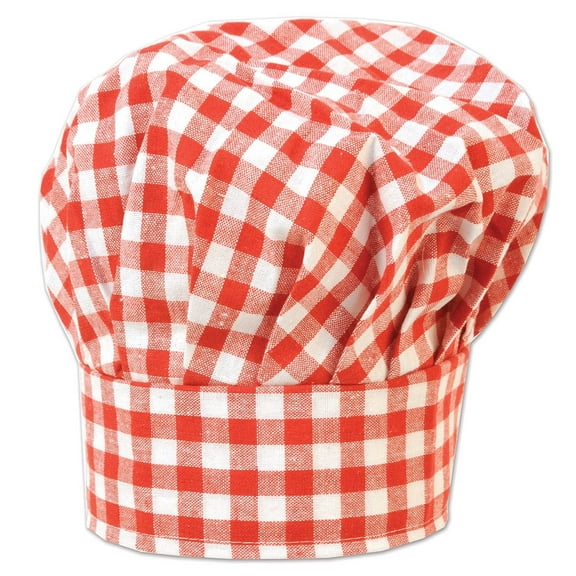 Gingham Fabric Chef's Hat (red) Party Accessory (1 count) (1/Pkg)