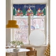 thumbnail image 4 of Christmas Gnomes Linen Curtain Valance for Bedroom/Bathroom/Kitchen/Office/Living/Dining Room Window,Xmas Tree Winter Snowflake Navy Blue Rod Pocket Topper Decorative Cafe Drapes Panel 42"x18", 4 of 6