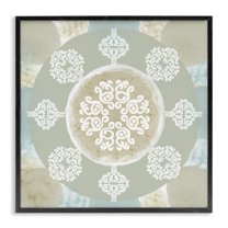 Stupell Industries Mint & Beige Mandala Abstract Painting Black Framed Art Print Wall Art, 12 x 12