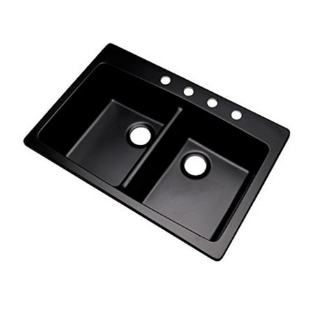 Dekor Sinks 89499q Westwood Composite Granite Double Bowl Kitchen Sink With Four Holes 33 Inch Black