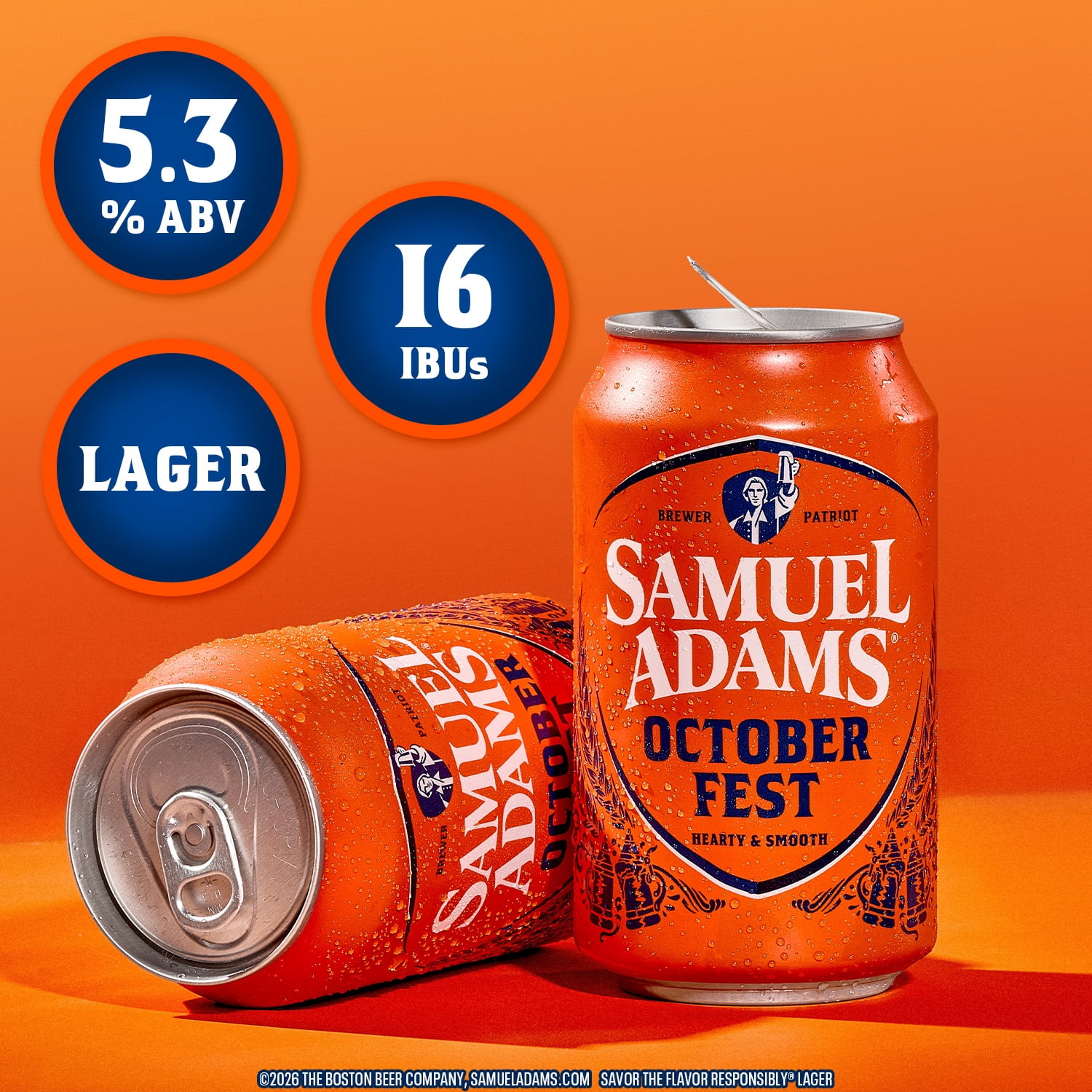 Samuel Adams Octoberfest Seasonal Craft Beer, 12 pack, 12 fl oz Aluminum Cans, 5.3% ABV