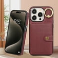 thumbnail image 2 of Allytech Cards Holder Wallet Case for Apple iPhone 13, Retro PU Leather Slim Fit 360 Rotating Ring Holder Kickstand Shock Resistant Phone Case Cover for Apple iPhone 13 - Wine, 2 of 9