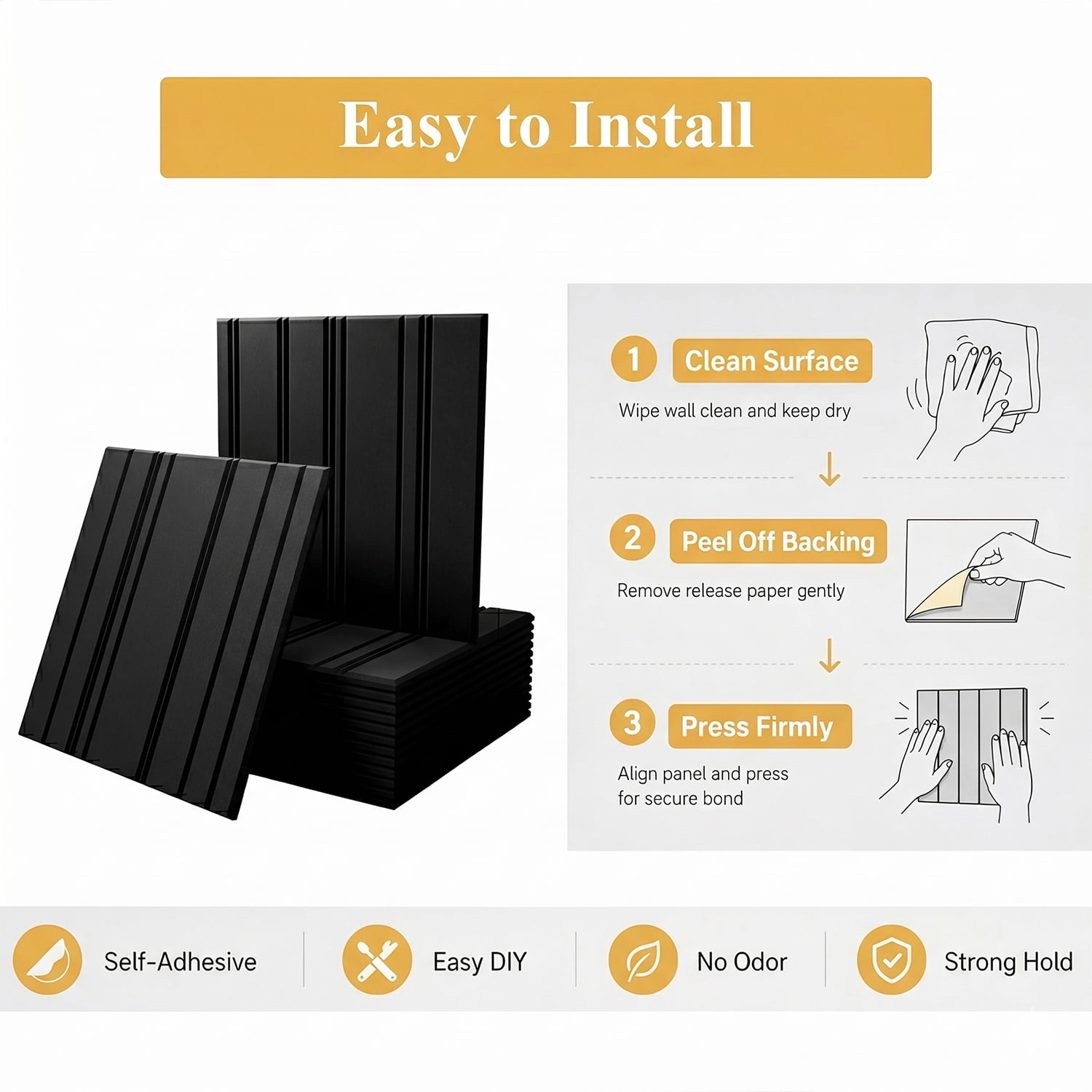 Merryhome Large Cork Boards for Walls, 48" x 36" 3D Wood-Grain Soundproof Panels, Felt Wall Tiles for Office Pin Board Tack Board Cork Boards, 12 Pack