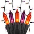 thumbnail image 2 of Kringle Traditions Halloween Purple Orange Outdoor Mini Icicle Light 150 Lights, 2 of 8