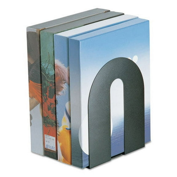 "Heavy Duty Bookends, Nonskid, 8 x 8 x 10, Steel, Black, 1 Pair | Bundle of 2 Pairs"