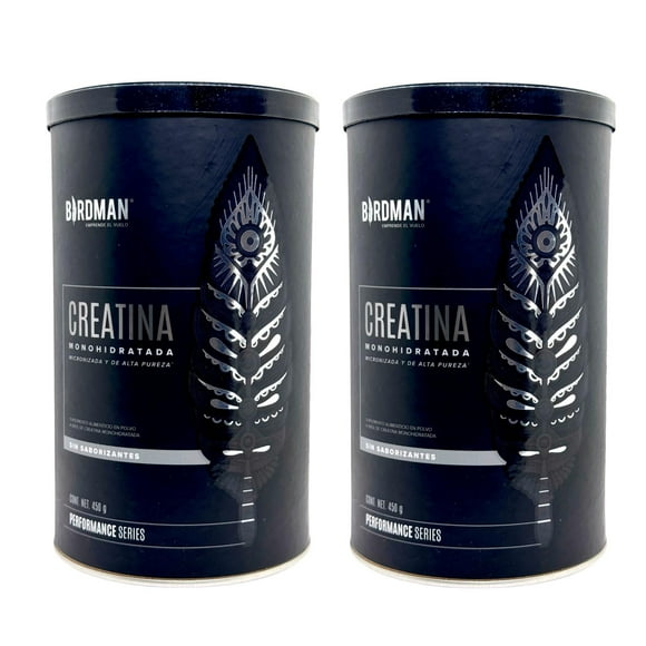 Creatina Monohidratada Pura 2 botes de 450g 180 serv Birdman negro