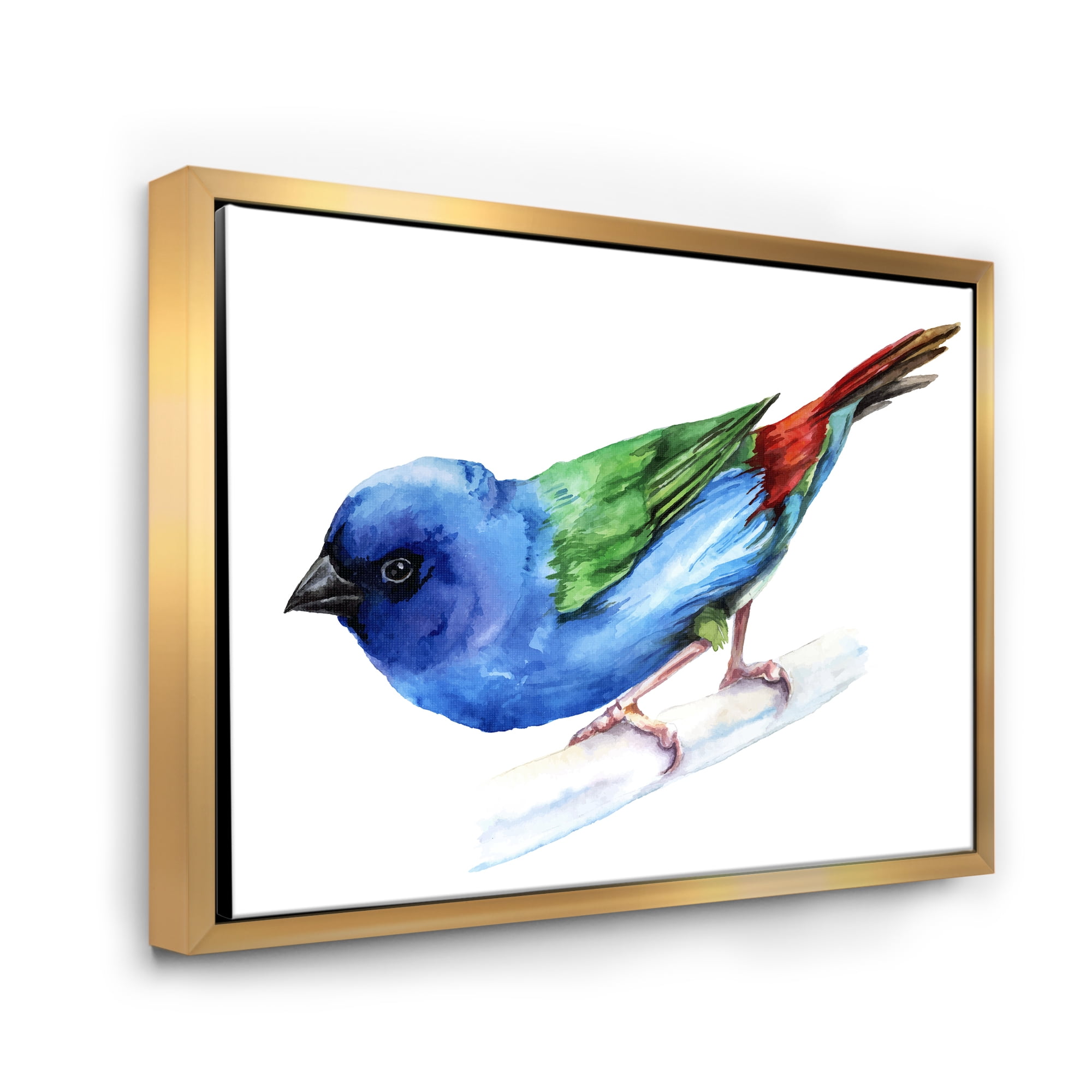 Forbes Finch Bird On Branch 32 in x 16 in Framed Painting Canvas Art Print, by Designart