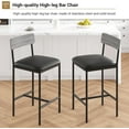 thumbnail image 5 of Bar Stools Set of 4, Upholstered Counter Height Bar Stools with Backrest and Footrest, Kitchen Barstools for Island, Counter Bar, Gray, 5 of 9