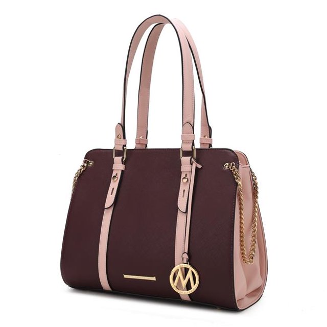 MKF Collection by Mia K. MKF-X733BRG Sac à Main en Cuir Vegan Color Block pour Femmes