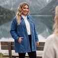 thumbnail image 3 of Agnes Orinda Women's Plus Size Denim Jacket Buttons Long Sleeves Jean Jackets 1X Blue, 3 of 8