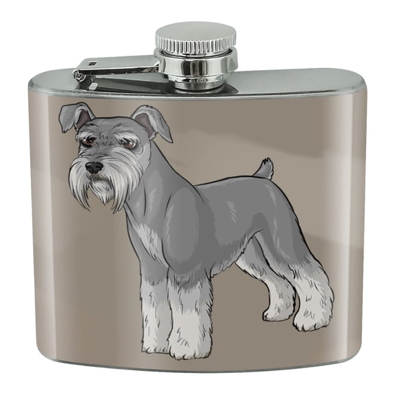 Miniature Schnauzer Dog Stainless Steel 5oz Hip Drink Kidney Flask