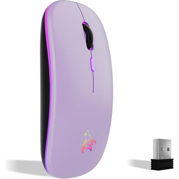Rechargeable Wireless Mouse, Colorful Backlit Mouse with 2.4GHz Mini USB Receiver, Gaming Mouse, Compatible with Laptop, PC, Computer, Chromebook, Notebook