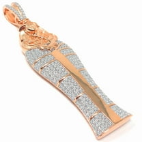 XL 3.25'' 10K Rose Gold On Real Sterling Silver Lab Diamonds Egyptian Pharaoh King Tut Mummy Pendant Charm