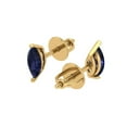 thumbnail image 2 of 14K Solid Gold Screw Back Stud Earrings for Women | 1 cttw Marquise Cut Simulated Blue Sapphire | Yellow Gold, 2 of 5