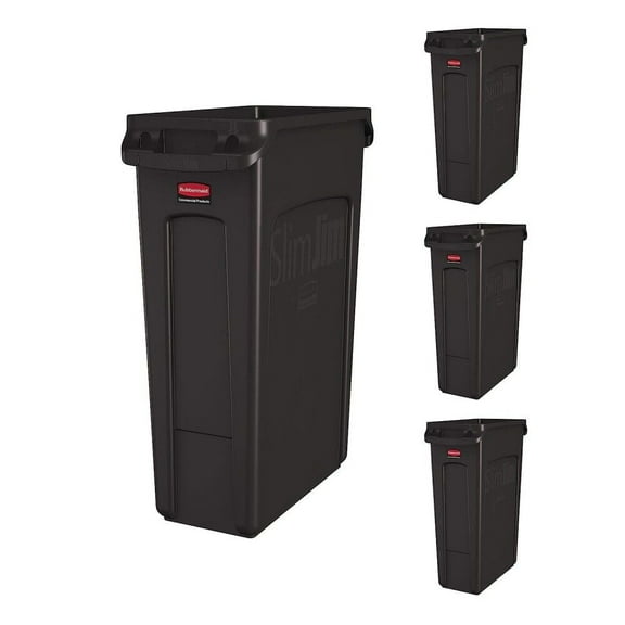 Rectangular Rubbermaid Waste Receptacle, 23 Gallon, Brown