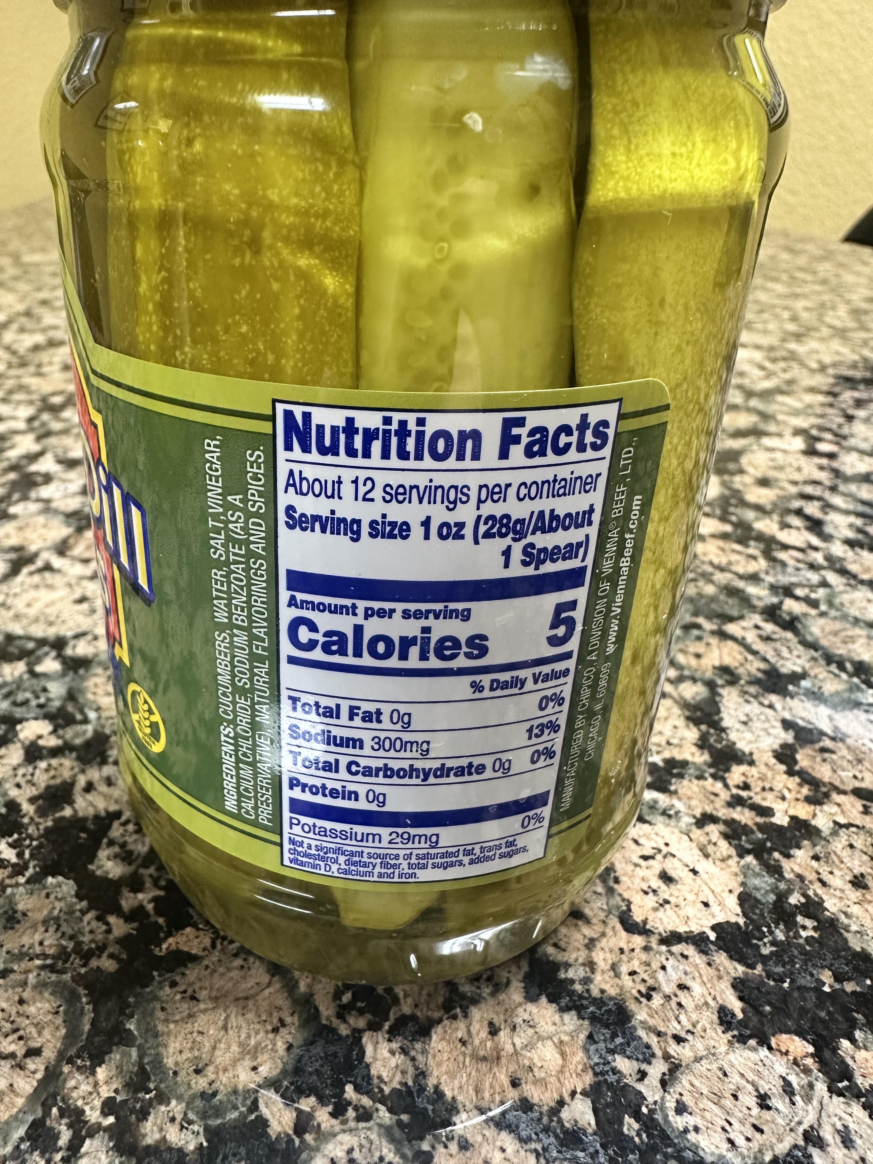 Vienna Kosher Dill Spears, 28 oz Refrigerated Jar