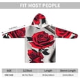 thumbnail image 4 of Chandail à Capuchon Couverture Surdimensionné Douillet à Imprimé de Roses Rouges Noël Adultes Chaud Hiver Cadeau Snuggie avec Poche, 4 of 6