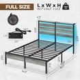 thumbnail image 2 of Bed Frame with USB Charging Station, LED Bed Frame with Wood Storage Headboard, Black Metal Platform Bed with Under Bed Storage, No Box Spring Needed, Noise Free, 2 of 14