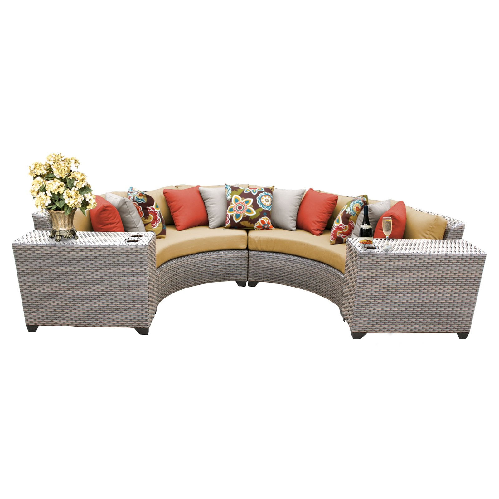 TK Classics Florence Wicker 4 Piece Patio Conversation Set with Cup Table and 2 Sets of... by Delacora