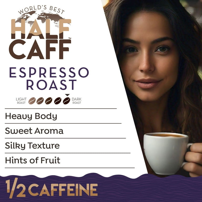 World's Best Half Caff Espresso Dark Roast Coffee Pods - 100ct