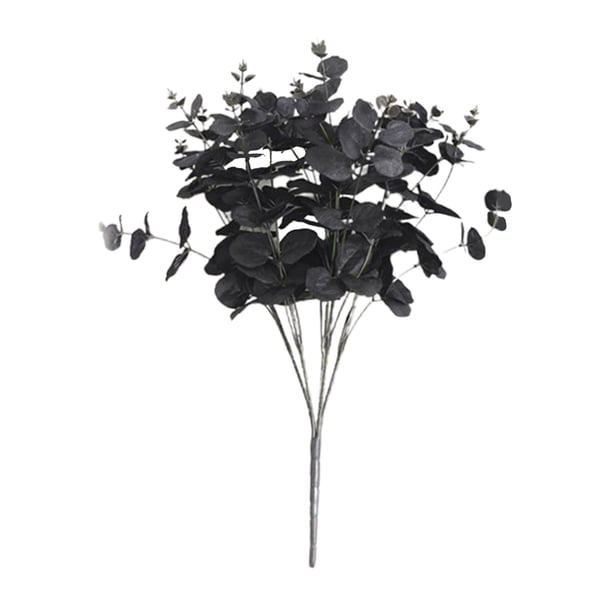 1 paquete de tallos de hojas artificiales Sunnimix Eucalipto de imitación 18.5 pulgadas Negro