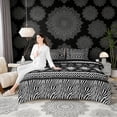 thumbnail image 4 of Erosebridal Bohemian Aztec Bedding Comforter Set, Zebra Print King Bedding Sets, White Black, Black Reversible 7-Piece, 4 of 6