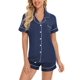 thumbnail image 2 of Conjunto de pijama Anjue para mujer, pantalones cortos con botones, manga corta de dos piezas, 2 of 5