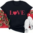thumbnail image 2 of Diufon Hauts de la Saint-Valentin pour Femmes Décontracté Tendance Manches Courtes Col Rond Chemisier Imprimé Graphique Mignon, 2 of 5