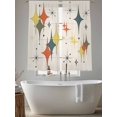 thumbnail image 5 of Multi-Color Diamond Sheer Curtains 63 Inch Length 2 Panels Set Window Treatments, Modern Geometric Middle Century Beige Rod Pocket Semi Curtains for Living Room/Bedroom/Kitchen Décor, 104"W x 63"L, 5 of 7