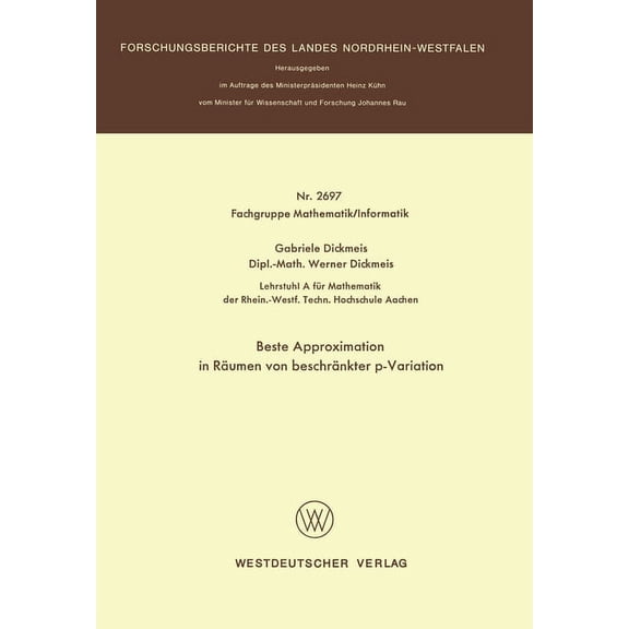 Beste Approximation in RÃ¤umen von beschrÃ¤nkter p-Variation, (Paperback)