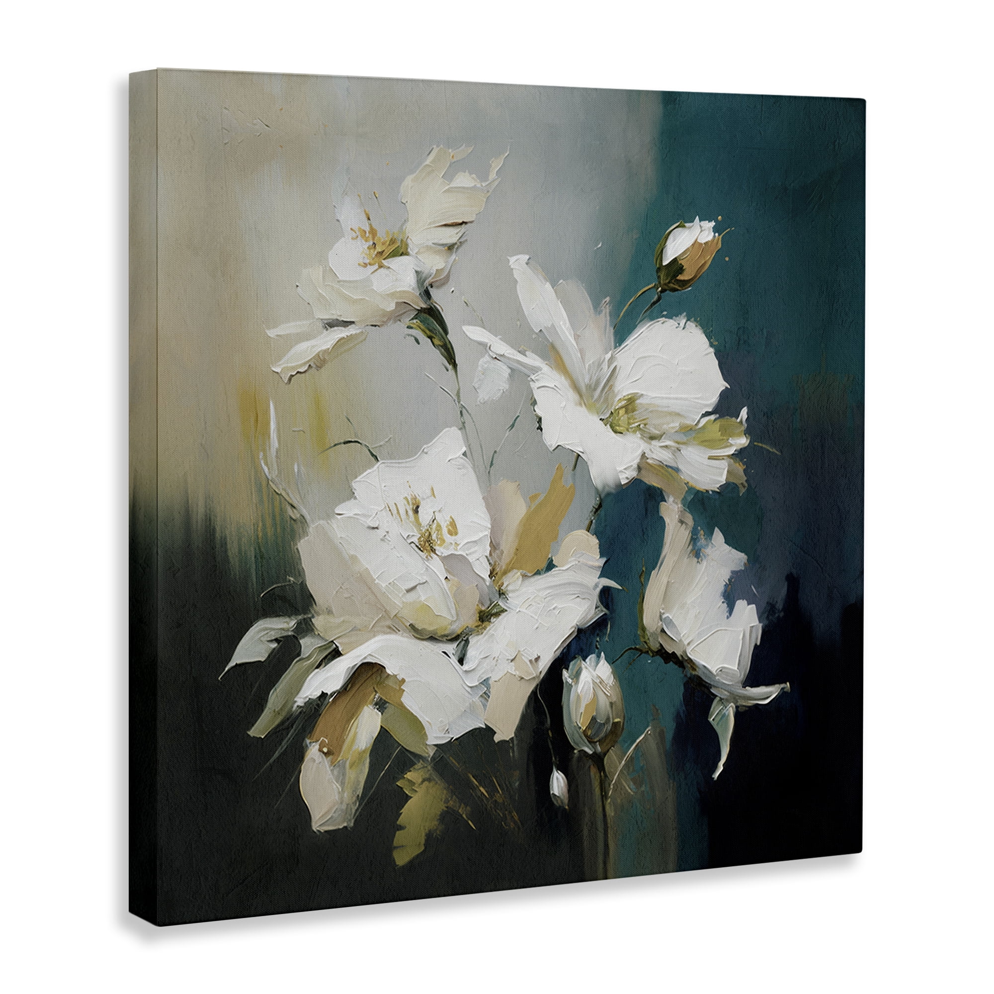 Stupell Industries Painterly Daubed Flowers Plants & Flowers Painting Wrapped Canvas Art Print Wall Art, 24 x 24