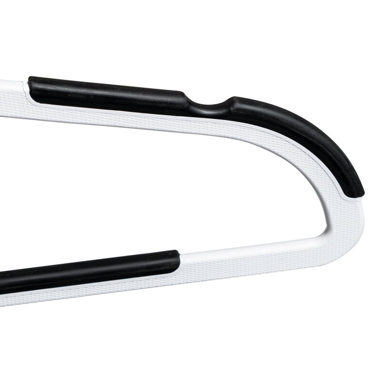White/Black Plastic Rubber Grip No-Slip Hangers (50-Pack) - On