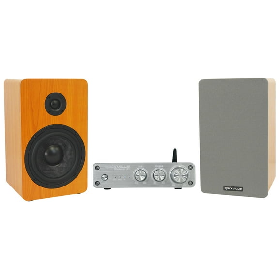 Rockville BLUAMP 21 Bluetooth Home Audio Receiver Amp (2) 5.25" Wood Speakers