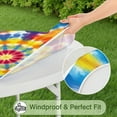 thumbnail image 5 of Colorful Rainbow Tie Dye Spiral Pattern Round Fitted Tablecloth with Elastic Edge,Dining Table Cover Waterproof,Outdoor Round Tablecloth for Camping,Dining,Indoor and Outdoor, 5 of 7