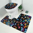 thumbnail image 2 of Black Blue Yellow Butterfly Pattern Bathroom Rugs Sets 3 Piece,Toilet Cover Set,Absorbent Non Slip Bathroom Mats Sets with U-Shaped Contour Rug Toilet Rug Set, 2 of 5