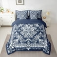 thumbnail image 2 of Manfei bohemian Flowers 7-Piece Twin Bedding Sets,Victorian Baroque Damask Bedding Comforter Set,Blue White Sheet Sets For Girls Kids,Luxury Bedroom Decor Reversible, 2 of 8