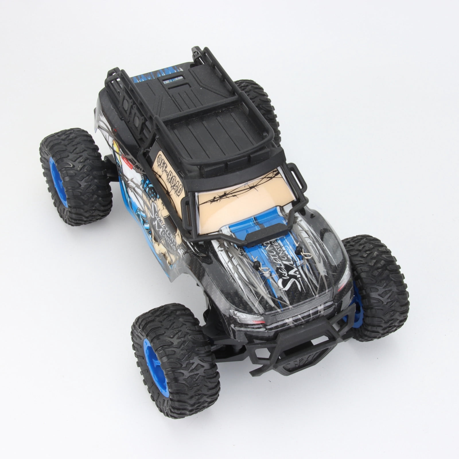 ​1:16 Scale Beginner RC Truck - 18km/h Speed, Dual Batteries & Pistol Grip Remote - Grass & Dirt Use Age 8+​​ Blue