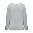 thumbnail image 3 of Vedolay Women Sweater Women's V Neck Sweater Lantern Sleeve Oversized Henley Knit Pullover Tops,Gray 4XL, 3 of 5