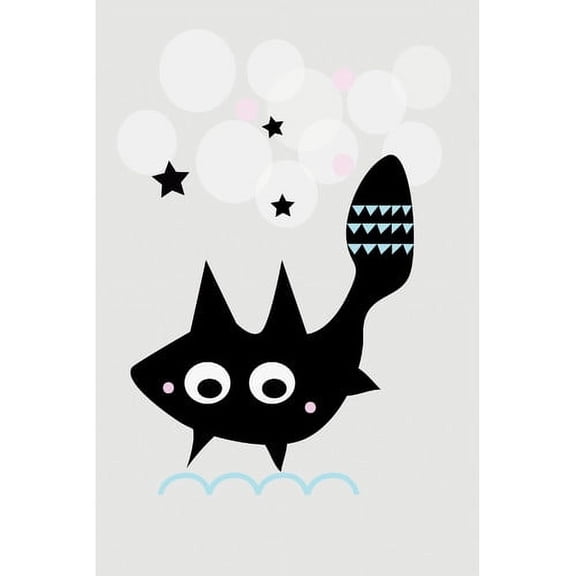 Marmont Hill "Black Star Cat" by Katarina Snygg Painting Print on Wrapped Canvas